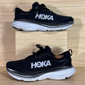 HOKA Bondi 8 Wide Women’s 11D Black White Running Shoes